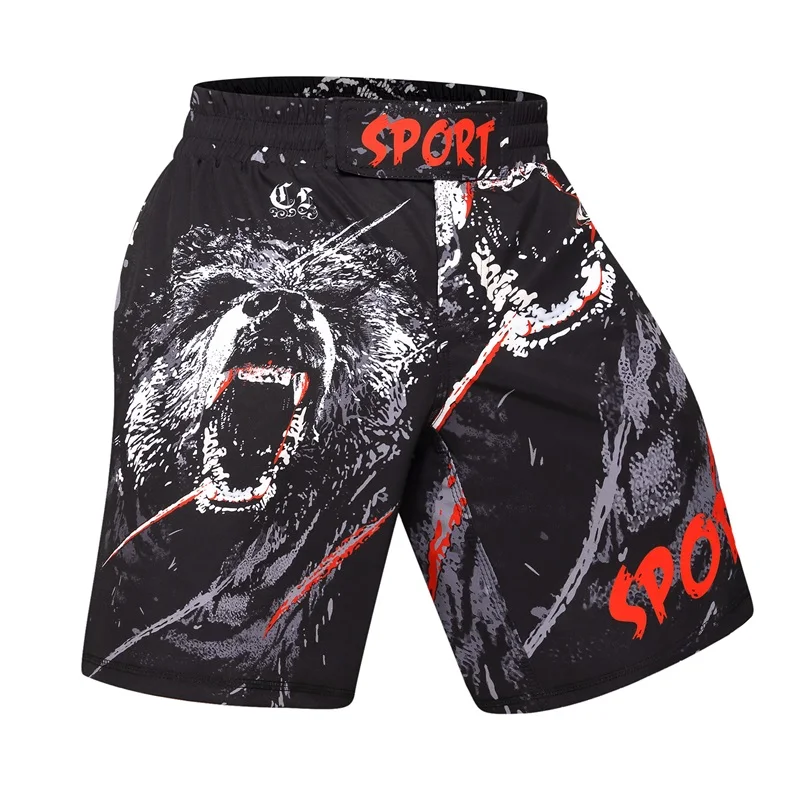 Новые фирменные мужские боксерские штаны с принтом BJJ MMA шорты для кикбоксинга Fight Grappling Короткие панды Муай Тай боксерские шорты Санда шорты - Цвет: G