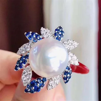 

Classic Sterling Silver 925 Adjustable Ring Accessories Women Wedding Pearl Simple Silver Zircon Ring Jewelry