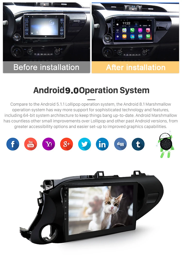 Carsanbo Android 9 0 автомобильное DVD радио 10 1 дюймов 2.5D навигация GPS плеер для Toyota Hilux 2016 2018