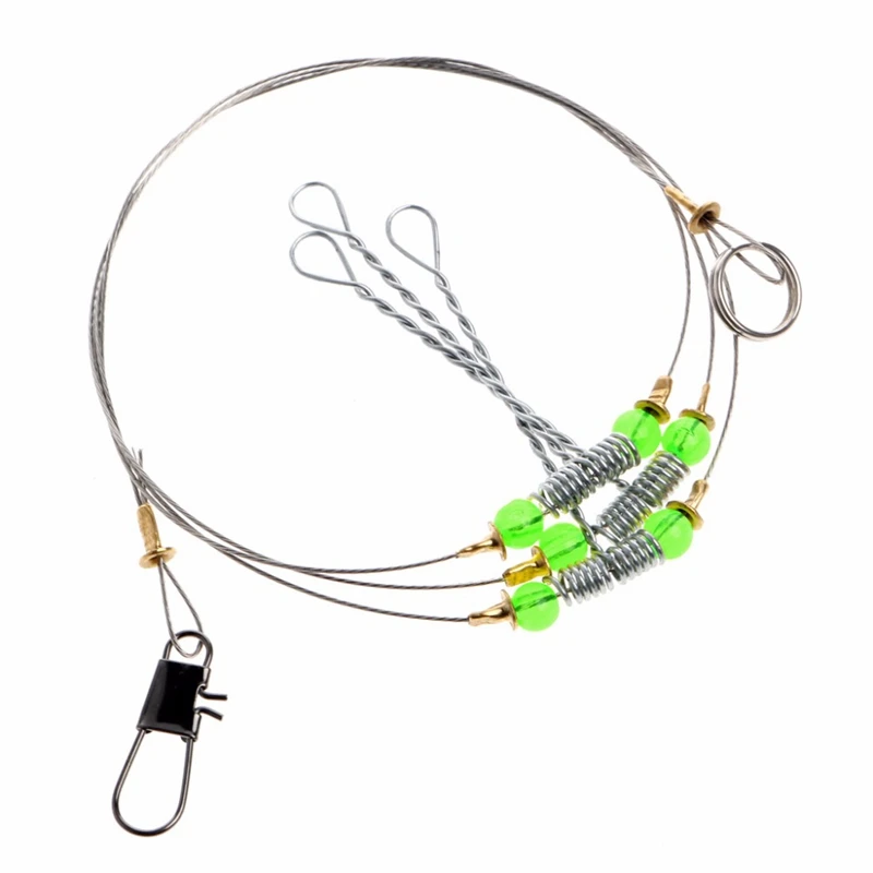 

5Pcs Fishing Hooks Anti-Winding Swivel String Sea Fishing Hook Steel Rigs Wire Leader Fish Hooks(3 Steel Wires)