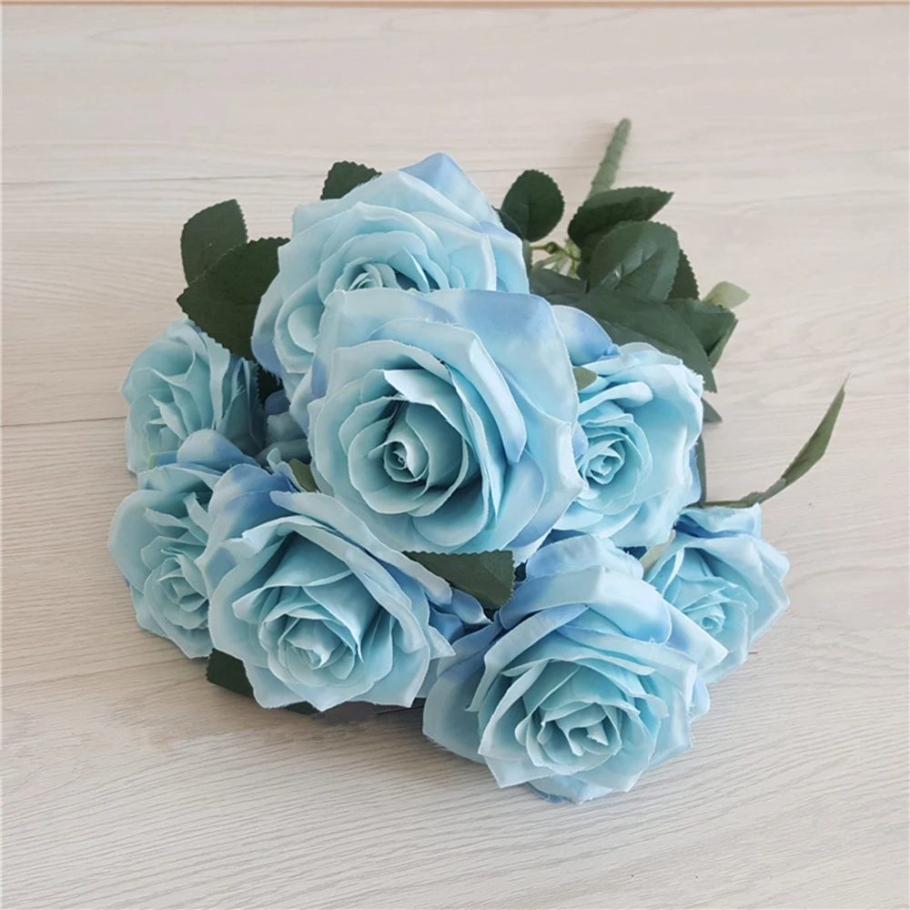 10 Heads Artificial Flower Rose French Rose Bouquet Silk Flower for Home Party Wedding Decoration Fake Flower Fall Decor2019 New