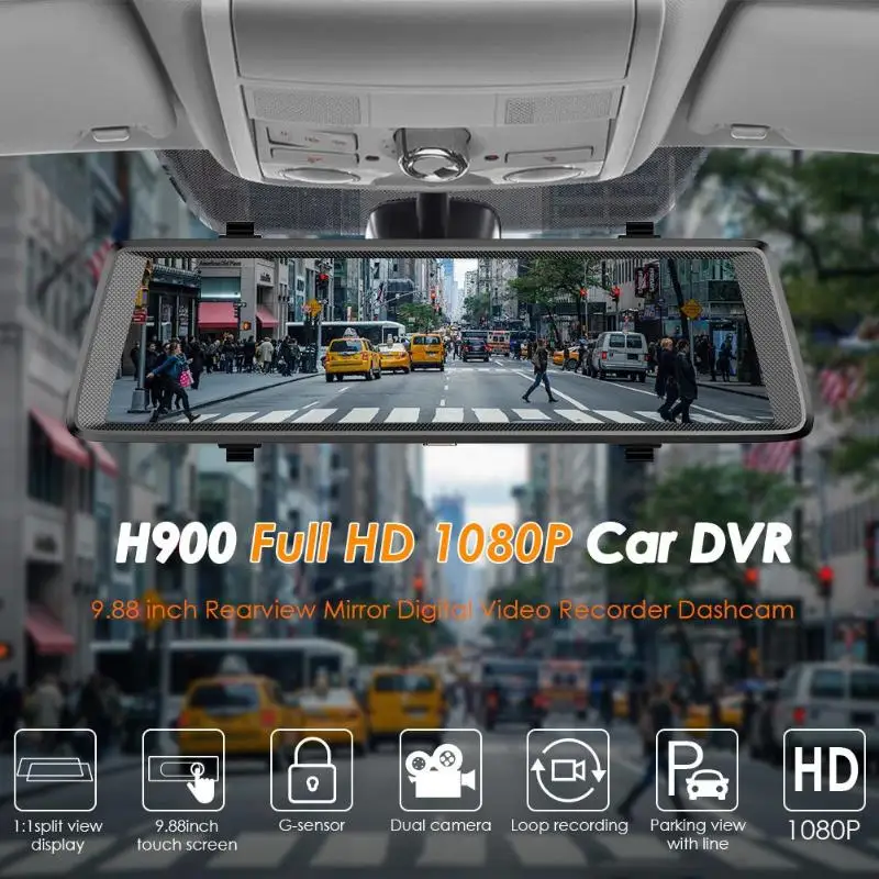 H900 Dash Cam Full HD 1080P 9,88 дюймов зеркало заднего вида автомобиля dvr камера для Phisung Максимальная поддержка карты памяти 64G