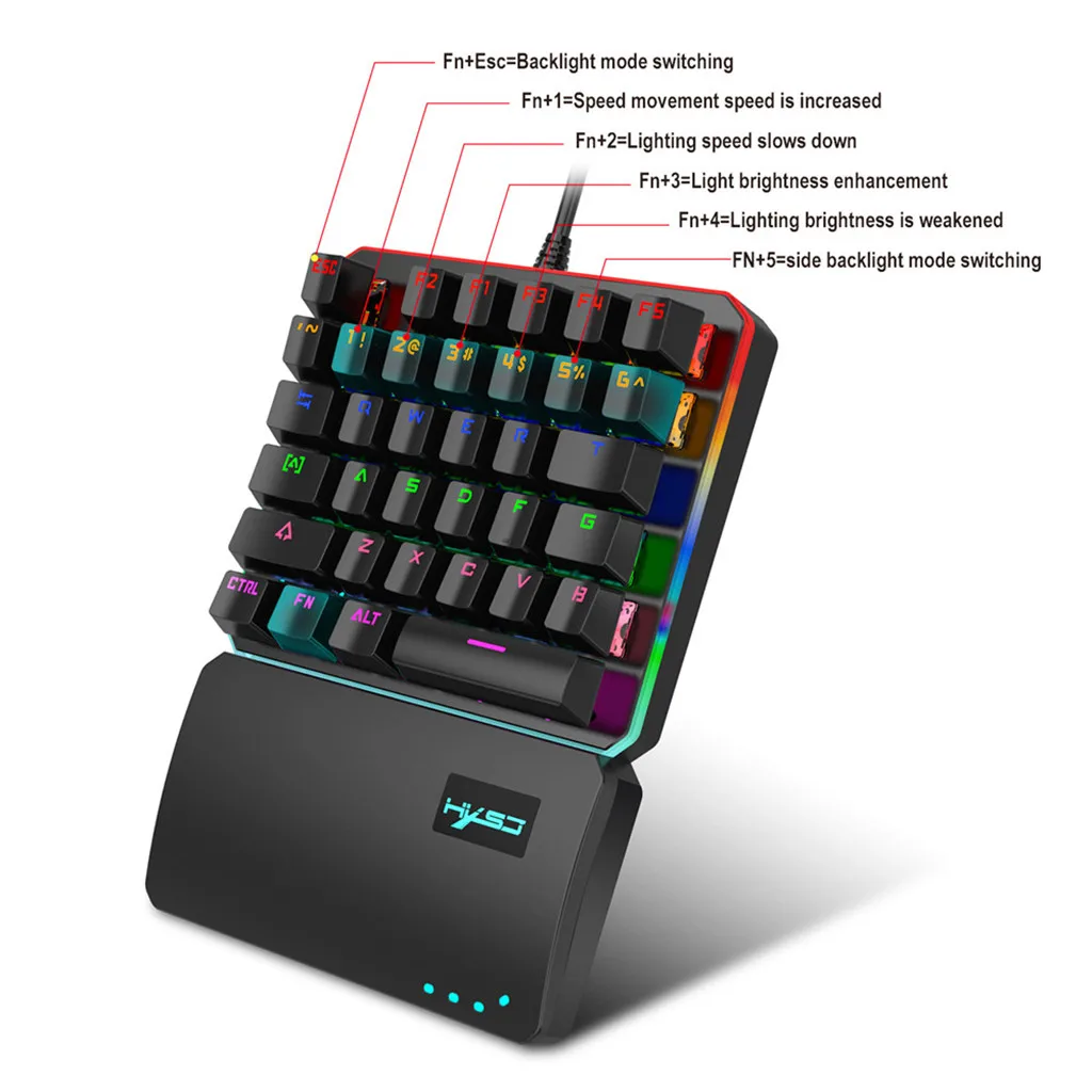 Одной рукой Merchanical игровая клавиатура с подсветкой игровая клавиатура с одним ручная клавиатура для Ноутбуки ПК компьютер Gamer клавиатуры