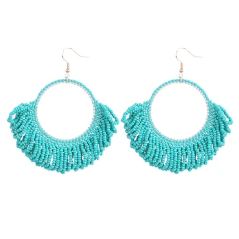 

Handmade Tassel Fringe Women Beads Drop Dangle Earrings For Women Geometric Bohemian Ethnic Earrings Fashion 2020 Jewelry Earing