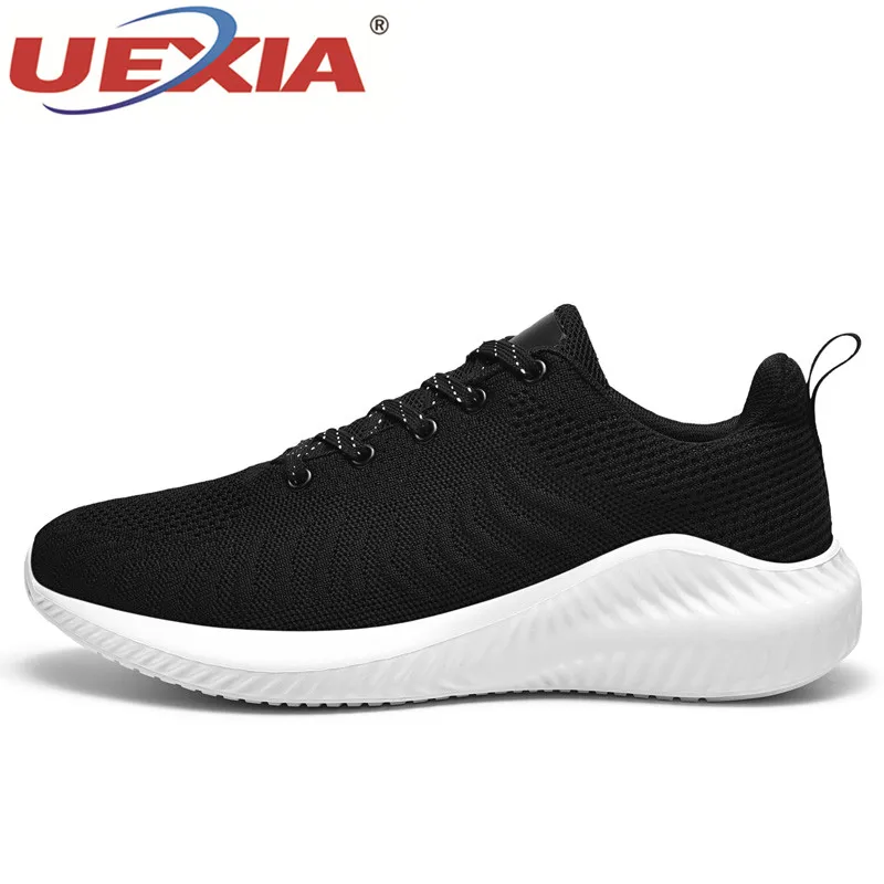 black white 0521 UEXIA/кроссовки; Повседневная обувь; Мужская прогулочная Обувь На Шнуровке; сезон весна-осень; модная дышащая удобная мужская обувь; zapatos hombre - Цвет: black white 0521