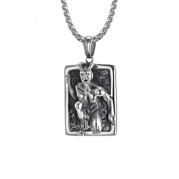 

Stainless Steel Evil Man in the Mirror Horror Pendant Necklace Vintage Gothic Punk Rock Biker Men Jewelry For Him
