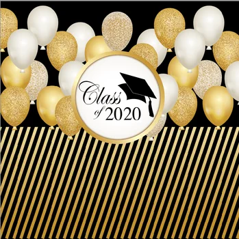 

8x8FT Gold Black Congrats Grads Class of 2020 Graduation Party Custom Photo Studio Background Backdrop Vinyl 10x10 10x12