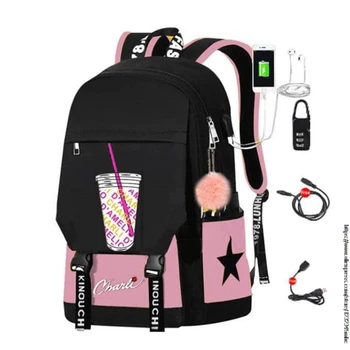 

Children Backpacks Charli D'Amelio Backpack Among Us USB Backpack Fashion Women Shoulder Bags School Bag for Teenage Girl Zipper