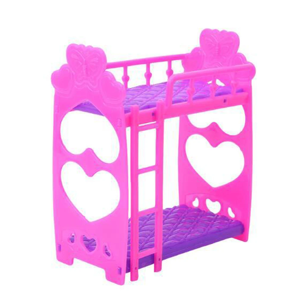 cheap Girls Gift Furniture Accessories Decoration Plastic Kids Toy Bedroom Dollhouse Doll Double Bed Frame