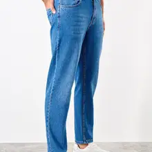 Trendyol Индиго мужские обычные джинсы новые TMNSS19KE0013