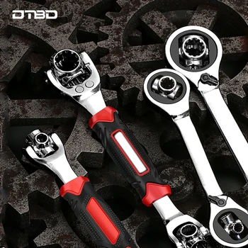

Ratchet Spanner 360 Degree Rotation Socket Wrench With Spline Bolts 52 In 1 Universal Car Repair Hand Tools