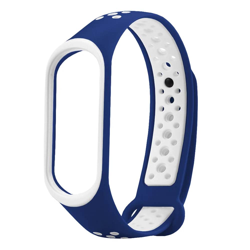 Blue White Для Xiaomi mi Band 3 4 ремешок силиконовый двойной цвет mi band 3 4 ремешок mi band 4 аксессуары Замена для Xiaomi mi Band 4 Band - Цвет: Blue White
