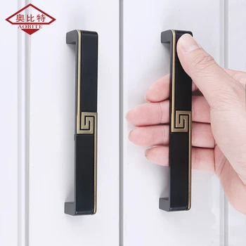 AOBT Vintage Antique Bronze Cabinet Handles Drawer Pulls Black Kitchen Handles Wardrobe Door Cabinet Knobs Furniture Handle 6080