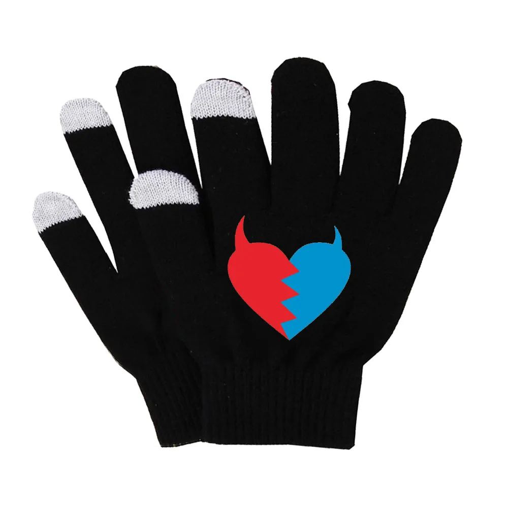 Белый Аниме Дарлинг во франксе Перчатки сплошной цвет Теплые пальчиковые хлопковые перчатки черные перчатки вязаные перчатки - Цвет: Белый