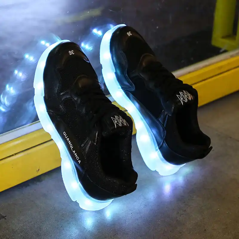 21新発光スニーカーカジュアル光るライト靴usb大人のled靴男性女性パーティーパフォーマンスダンス黒 Aliexpress