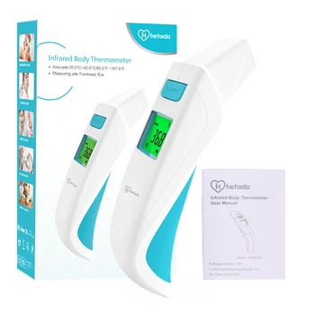 

Hetaida Digital Infrared Thermometer Forehead Ear Non-contact Thermometer Baby Adult Temperature Gun LCD Thermometer for Fever
