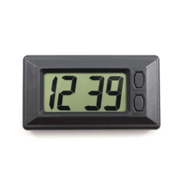 

Home Durable Easy Install With Sticker Ultra Thin Digital Display Car Mount Practical Time Calendar Black Electric Clock