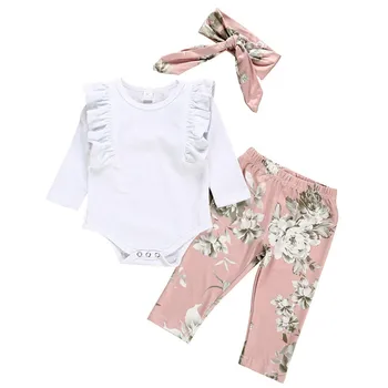 

New Cute Autumn Casual Newborn Baby Girl Polka Dot Printing Long Sleeve Rompers And Headband Set Clothes