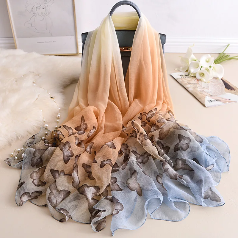 

Hijab Winter Gradient Scarves Female Summer Sea Is Prevented Bask In A Large Beach Towel Fabric Office Air Conditioning Shawls