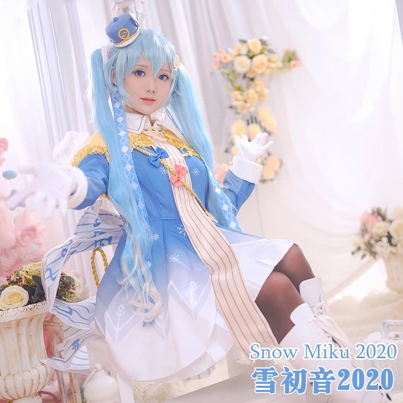 

New Vocaloid 2020 Snow Miku Cosplay Costume Hatsune Miku Cosplay Fancy Dress Full set Carnival Halloween Costumes for Women S-XL