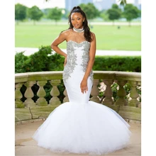 Элегантное черное платье для выпускного вечера для девочек; коллекция года; с серебряной аппликацией; платье русалки с бусинами и жемчужинами; пухлый официальный вечерний наряд на заказ; CP366