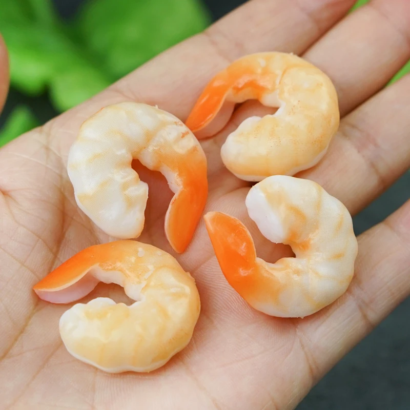 5pcs Artificial Food Simulate Shrimp Decorative Food Model Fake