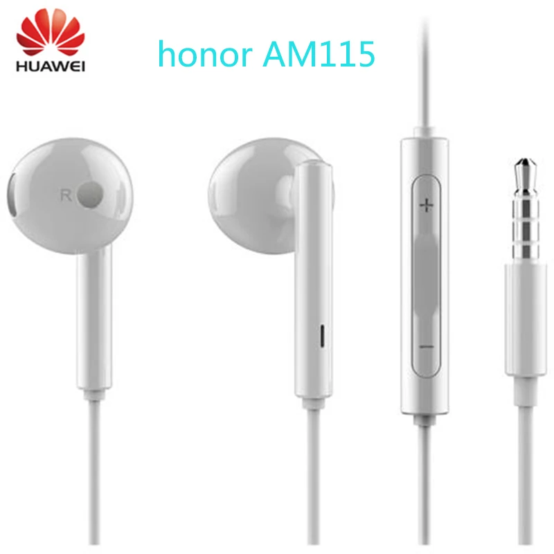 

100%Original HUAWEI AM115 3.5mm Half In-ear Headset With Mic/Volume Control For Huawei P9 P10 P20 P30 Lite Phones Honor 8 9 10