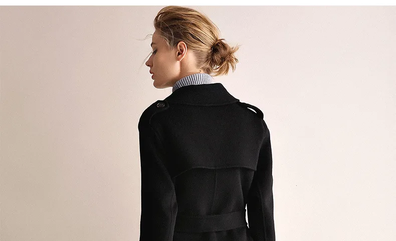 Женское зимнее пальто лимонного цвета, двусторонняя шерстяная кашемировая верхняя одежда, осенняя одежда размера плюс, женские модные длинные пальто