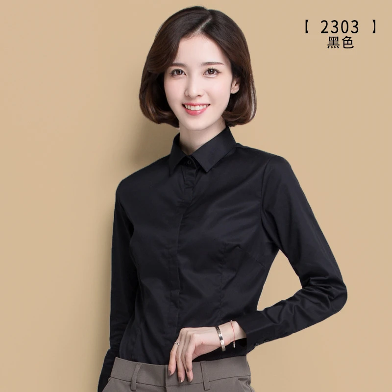 New Black Shirt Women's Long Sleeve Professional Dress Formal Work Clothes  Ol Dark Door Flap Korean Slim Fit Shirt - Shirts - AliExpress