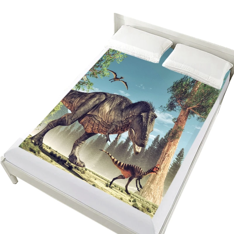 dinosaur-7 3D простыни на резинке кровати, мультфильм простыни, матрас Крышка для детей/ребенка. Постельное белье гигантский динозавр - Цвет: dinosaur-7