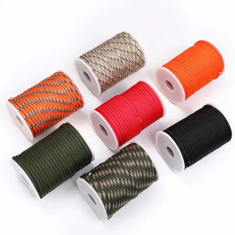 100FT 4mm Parachute Cord Lanyard Rope 7-Strand Polyester Survival Outdoor Tool 