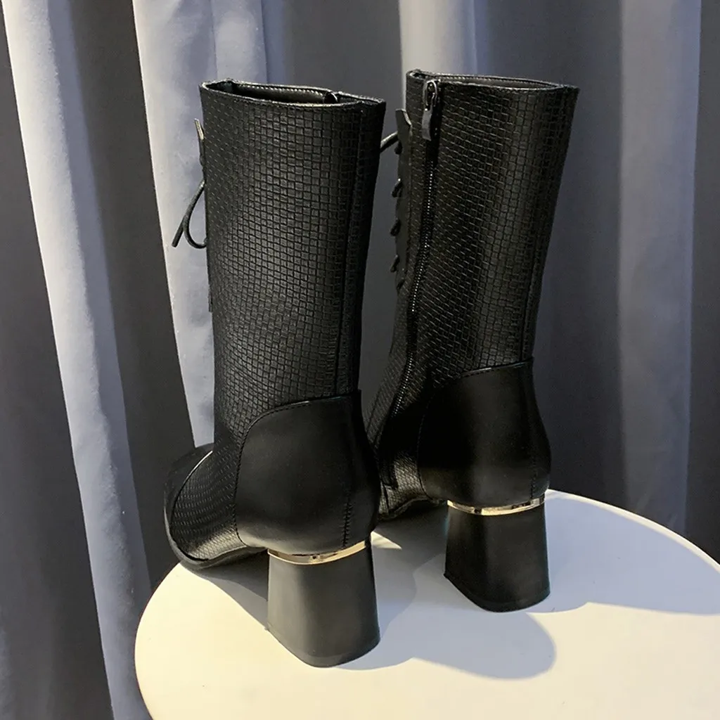 High-heeled Pu Leather Women Winter Boots Thick Wool Warm Women Martin Boots High-quality Female Snow Boots Plus Size 35-40#3