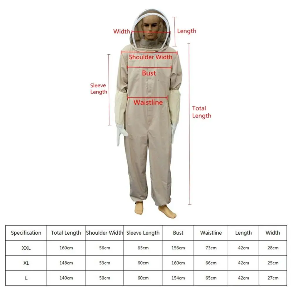 Профессиональный костюм пчеловодства для всего тела кофейного цвета Geventileerde хлопковая защитная одежда с кожаными перчатками