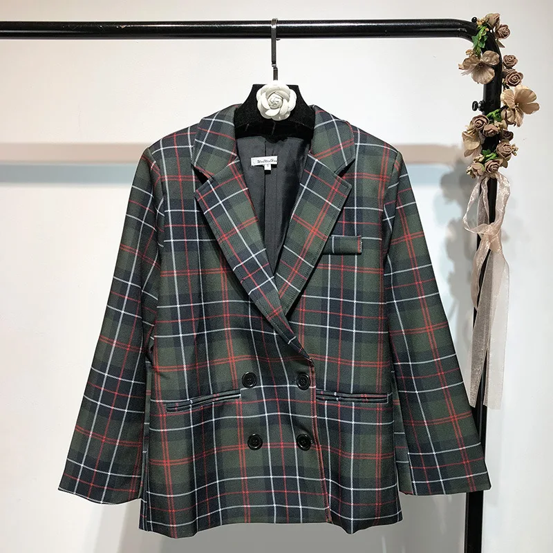 

Ak33621 Plaid Suit Jacket Female Autumn New Style Loose-Fit Slimming Long Sleeve Casual Elegant Suit Fashion