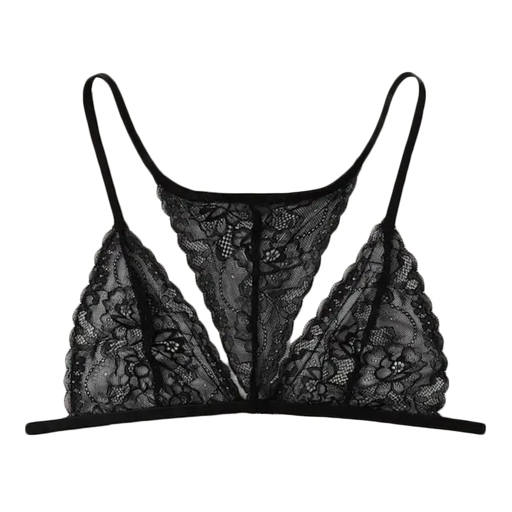 Women Lace Plus Size V-Neck Wireless Bra Backless Black Lingerie 3XL-8XL ropa interior mujer sexy erotica lenceria mujer