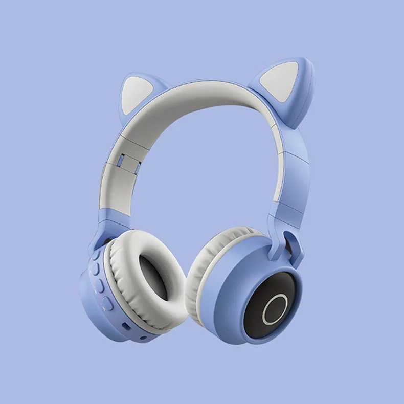 Cute Cat Bluetooth 5 0 Headset Wireless Hifi Music Stereo Bass Headphones LED Light Mobile Phones Girl Daughter Headset For PC