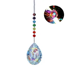 H& D чакра стекло кристалл 76 мм AB Цвет люстра Призма Suncatcher Радуга производитель кулон для окна, офиса, сада украшения