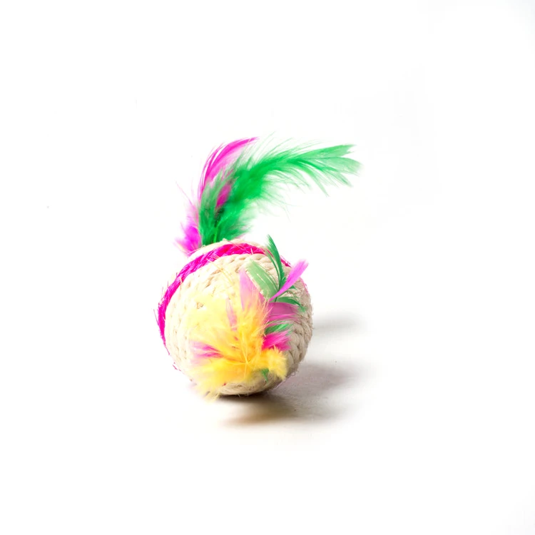 1Pcs Cat Toys cute Balls Interactive Play Scratch Catch Pet Toy Feather Ball Treat Training Activity Puppy Toy