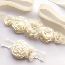 Ремешок для свадебного платья невесты на свадьбе; на 1 набор тактический пояс с повязкой на голову с цветком, платье подружки невесты, беременности и родам Красота Детские атласные шелковые повязка и пояс с цветочками D12