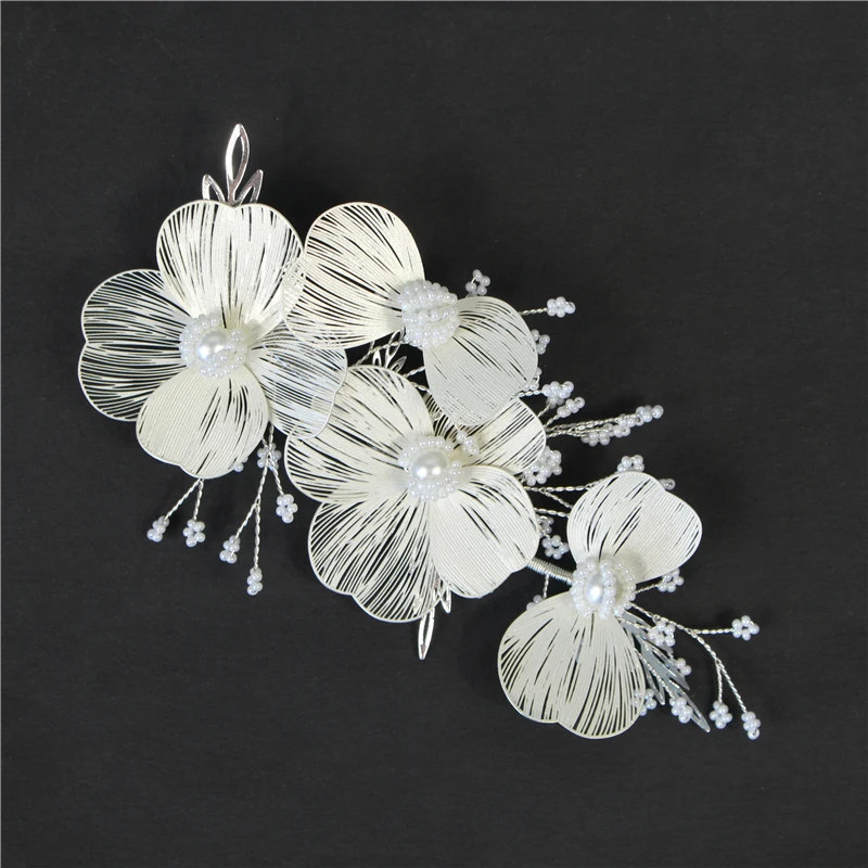 Wedding jewelry golden copper petal hair band bride wedding headdress millet beads handmade hair band dress accessories