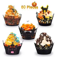 60 шт. кекс обертки паутина замок колдуньи приведение в виде тыквы стиль для вечерние Хэллоуин/Свадьба/День рождения украшения