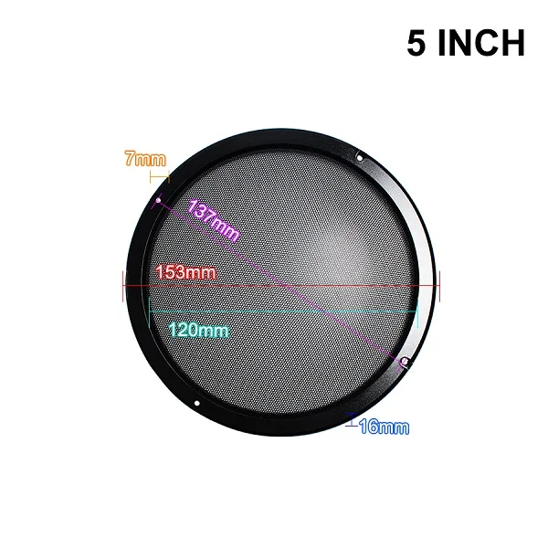 5 INCH 2 шт. 5 дюймов 6,5 дюймов 8 дюймов 10 дюймов защитная решетка сетка Твиттер холоднокатаная сталь ABS защитные сетки декоративный круг с винтом - Цвет: 5 INCH