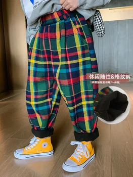

Children's clothing 2020 autumn and winter new girls casual plus velvet plaid pants female baby loose casual pants trend