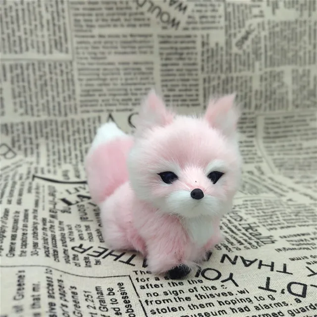 cute real life big head fox model plastic&furs pink fox gift about  