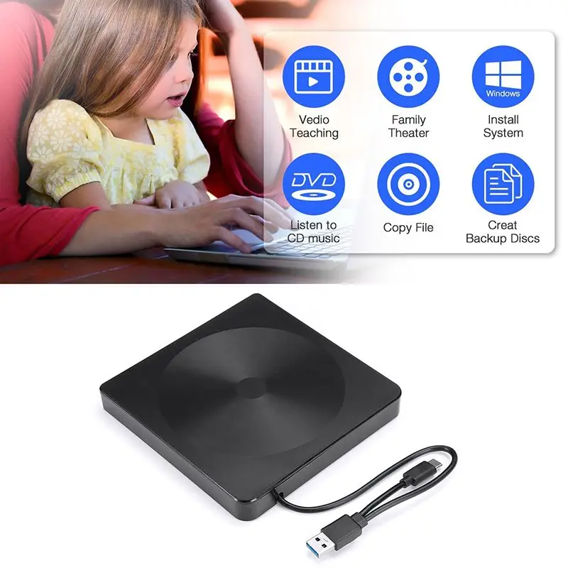 Type-C и USB 3,0 CD/DVD чехол для драйвера Высокоскоростной внешний RW Burner Reader rom чехол для оптического привода для ноутбука для mac win