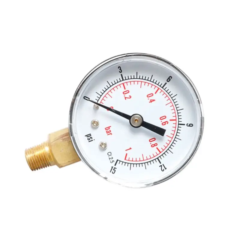 Манометр 52 мм Циферблат 1/" BSPT вертикальный 0/15, 30,60, 100160300 PSI& бар нижнее Крепление