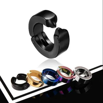 

1 Pcs Women Men Ear Clip Non Piercing Earrings Fake Earrings Circle Round Earring Fashion Jewelry Street Pop Punk Rock Style