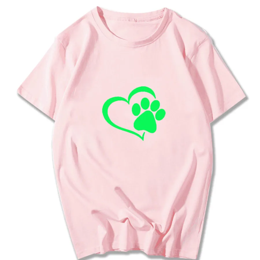 GX Pink green Новая модная женская футболка с принтом в виде собачьей лапы, лето, Harajuku, круглый вырез, короткий рукав, Забавные футболки, эстетичная Повседневная футболка - Цвет: GX Pink green