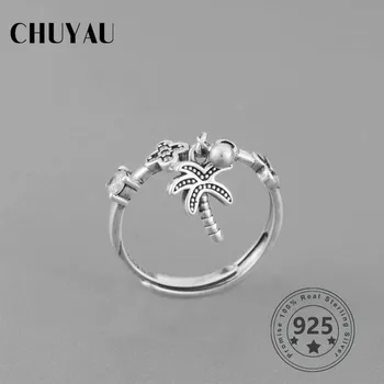 

Chuyau 925 Silver Adjustable Closed Ring Tag Coconut Tree Rings S925 Silver Ring For Women Fashion Fine Jewelry Charms Gift
