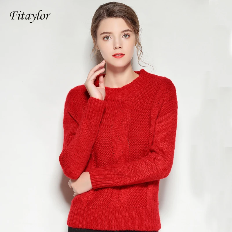 Fitaylor/Новый красный Рождественский свитер для женщин Сезон осень-зима Свитера с